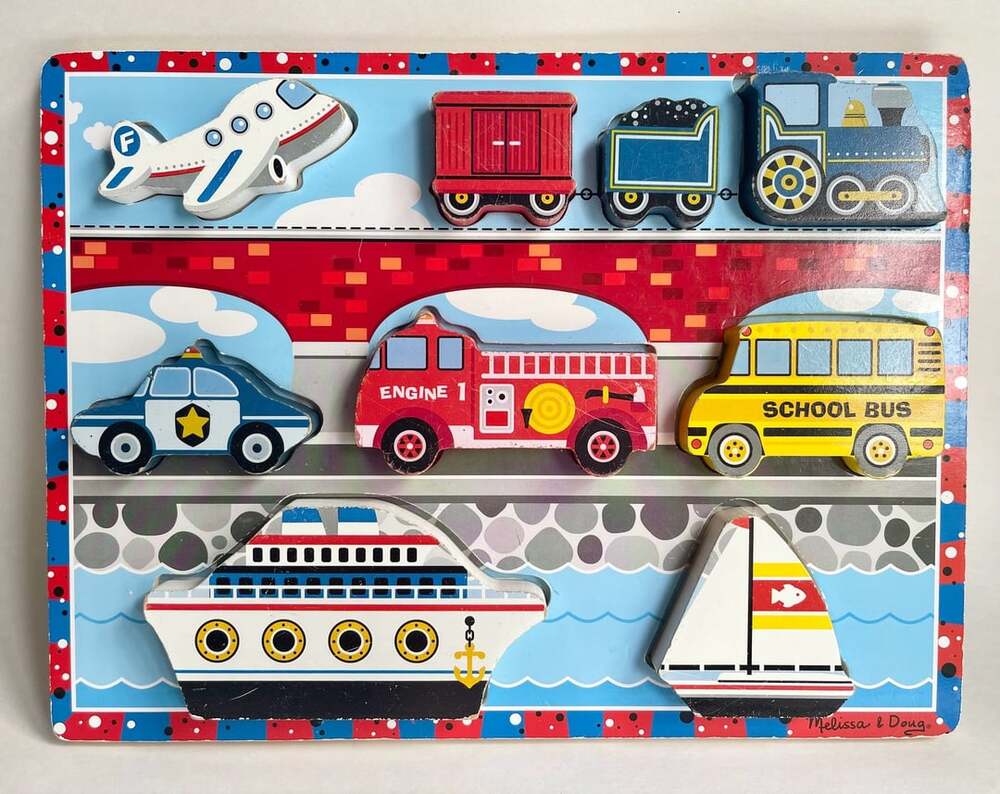Melissa & Doug Vehicles Chunky Puzzle Wooden Board Game